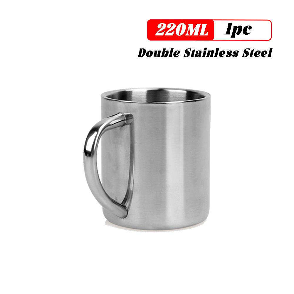 220ML Stailess Steel Mug Coffee Cup Camping Mug Metal Coffee Tea Cup Mug Portable Milk Tea Cup Tumbler Water Mug Drinking Cup