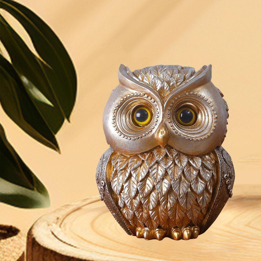 Ornement Chouette Créative Figurines d'Oiseaux Artisanat d'Art Statue Chouette de Bureau pour Maison de Poupée Mariage Armoire Chambre à Coucher Cadeau pour Amoureux des Chouettes
