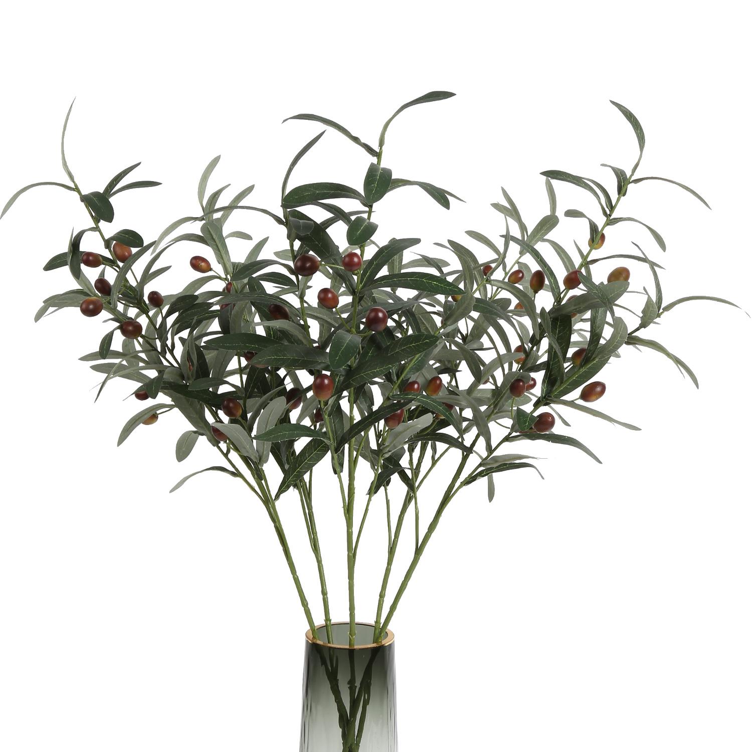

5 шт. 72 см искусственная зеленая ветка оливы с фруктами подходит для семейной свадебной цветочной композиции украшения интерьера офиса зелёный