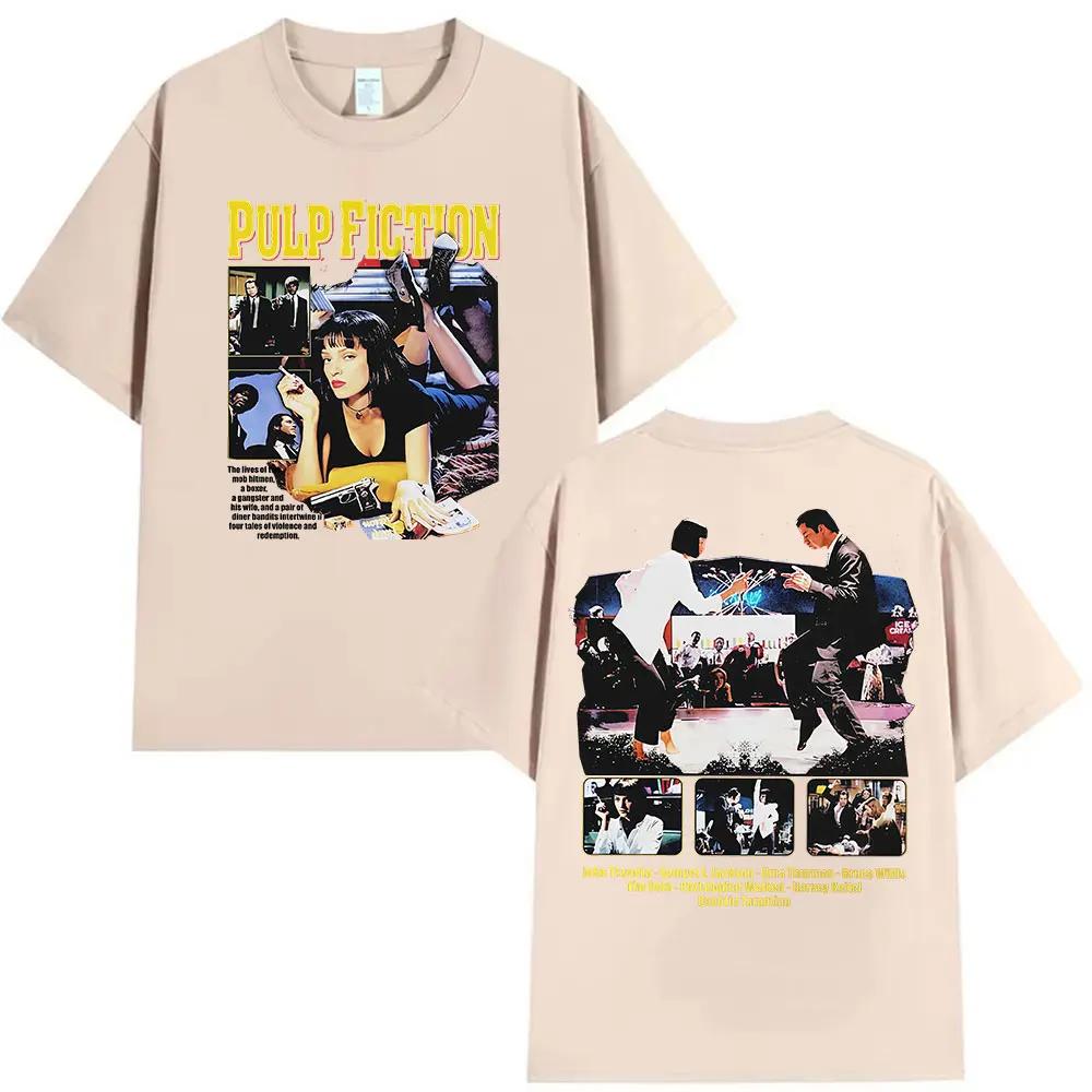 90s Vintage Pulp Fiction Movie Graphic T Shirt Men's Women Classic Harajuku High Quality T-shirts Cotton T-shirt Streetwear