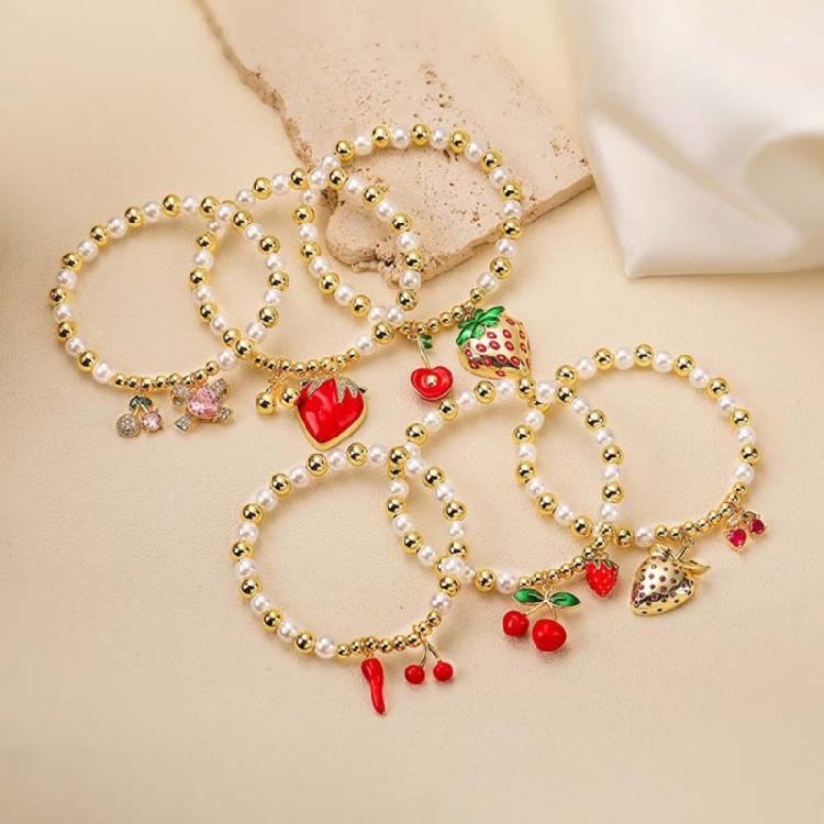 Handmade Fruit Beads Bracelet Fashion Wrist Jewelry Chain Wristband Copper Texture Suitable for Parties and Celebration