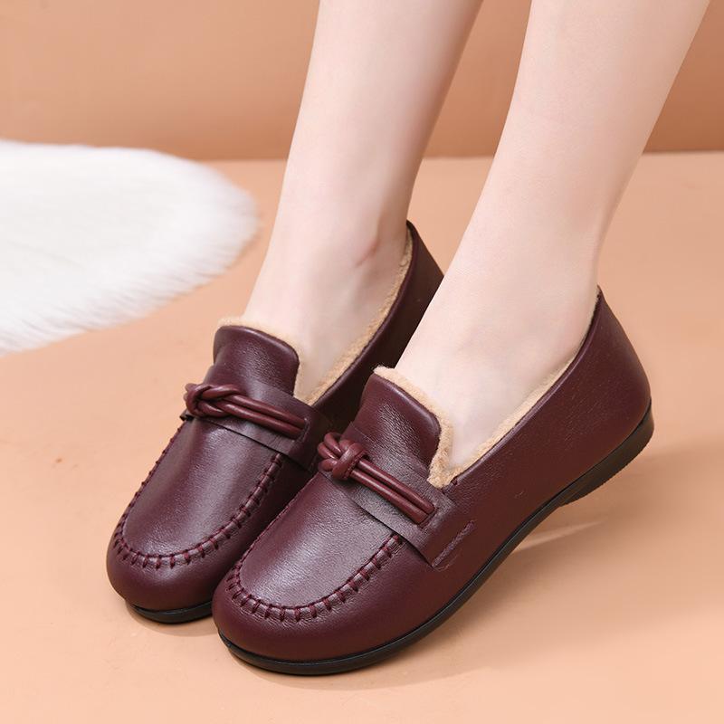 New Soft-soled, Fashionable and Casual Flat Shoes, Fleece Bean Shoes, One-step Shoes
