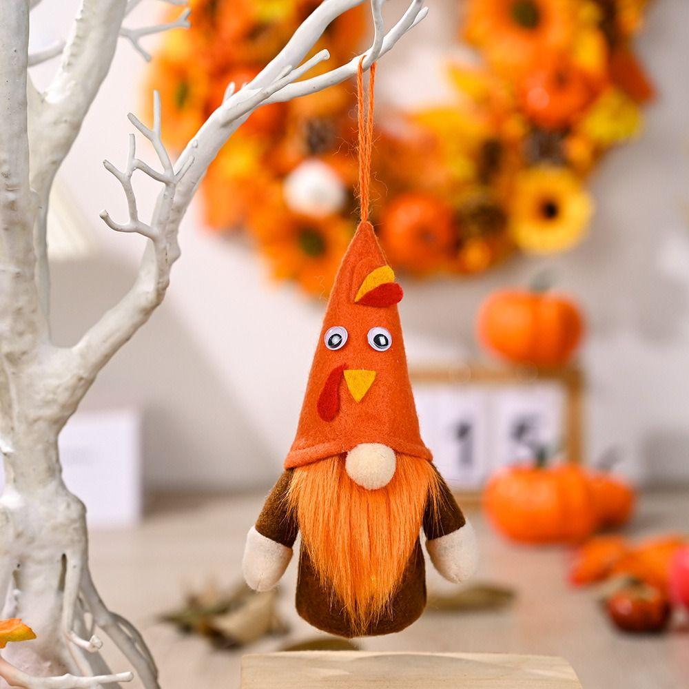 Cute Thanksgiving Turkey Doll Funny Faceless Dwarf Doll Crafts Miniature Figurine Sculpture Autumn