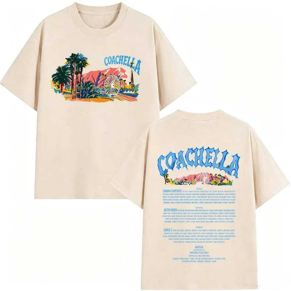 Hot Sale Coachella 2026 Collection Indio California Graphic Print T-shirt Men Women Summer New Tee Loose Casual Oversized Streetwear Harajuku Top