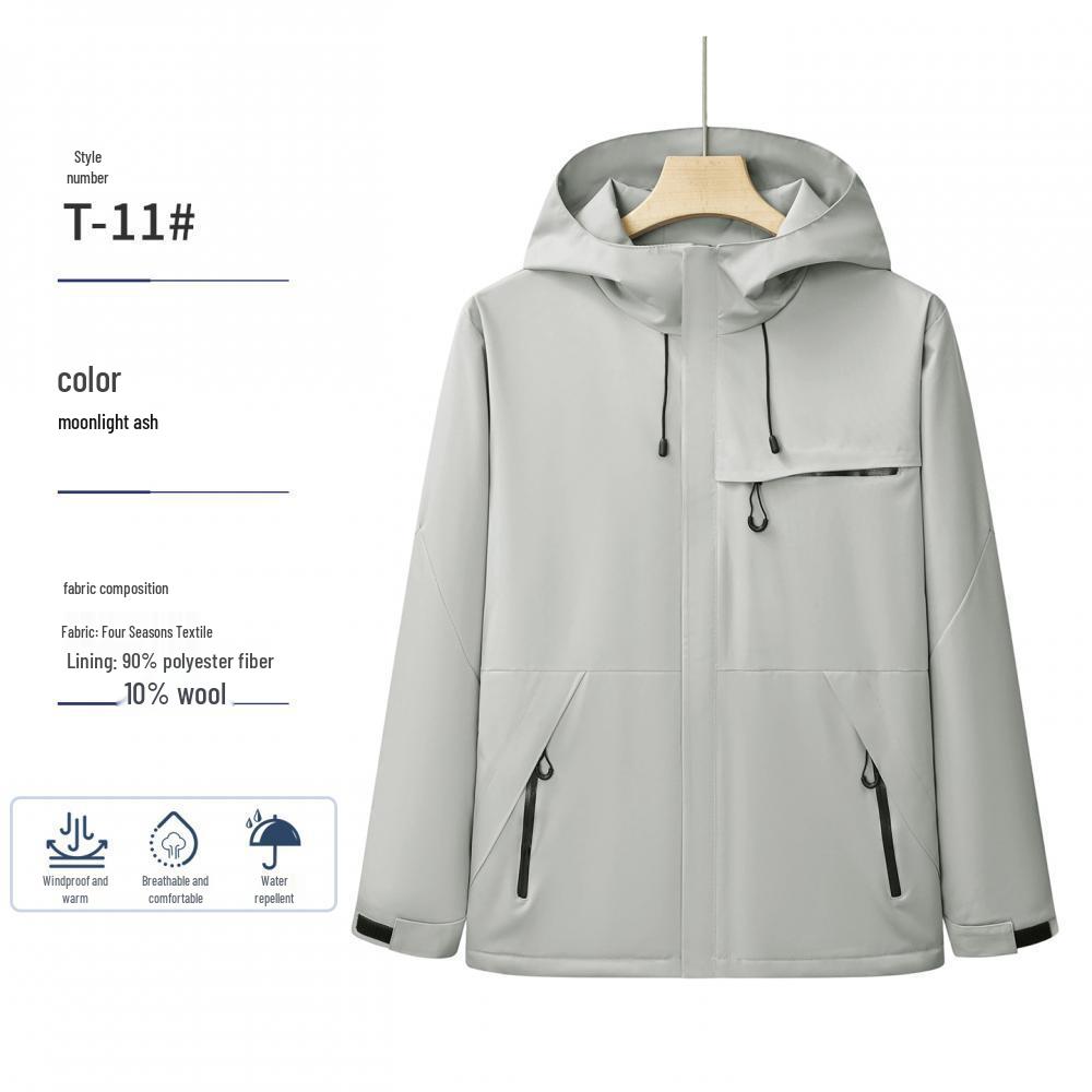 Personalized Windproof 3-in-1 Jacket: Solid Color, Custom Logo, Unisex Design, Thick Workwear