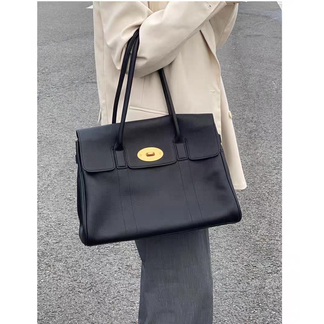 

Вместительная женская сумка-тоут и сумка через плечо из коровьей кожи с верхним слоем, стиль Юань Цюань. чёрный