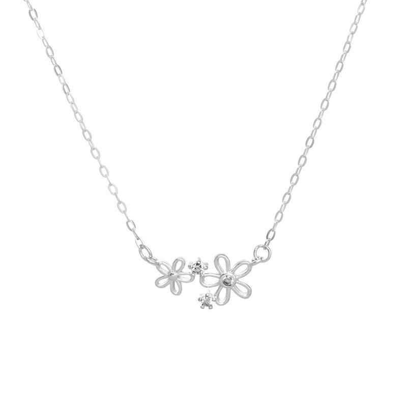 Banyan Tree S925 Silber Gänseblümchen Zirkonia Halskette - Schlichtes Nischendesign Schlüsselbeinkette