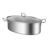 304 Stainless Steel Oval Steamer Pot, 38cm, Large Capacity, Induction Compatible, Multifunctional Steamer Basket for Fish.