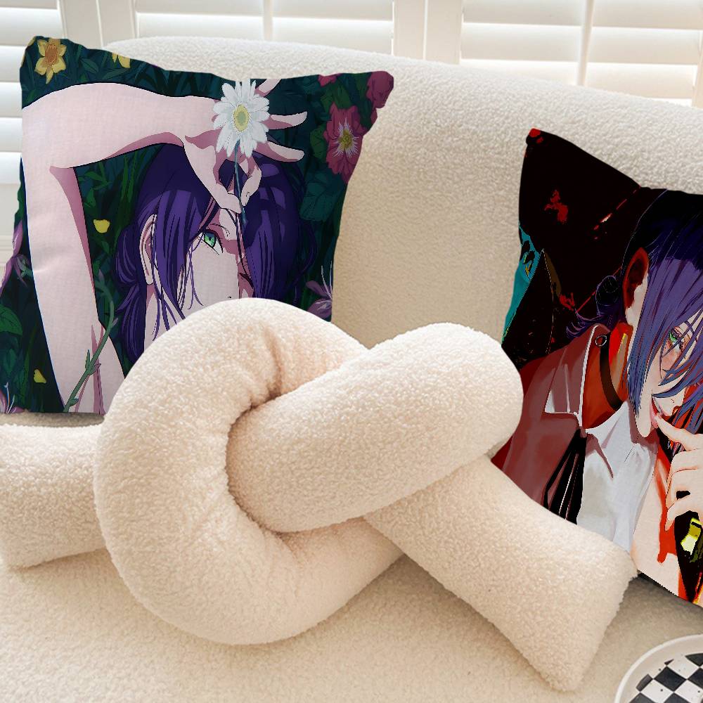 Hot Reze C-Chainsaw M-Man Decorative Room Aesthetics Pillow Case Home Decor Bedroom Sofa Bed Couch Pillow Cover 45x45