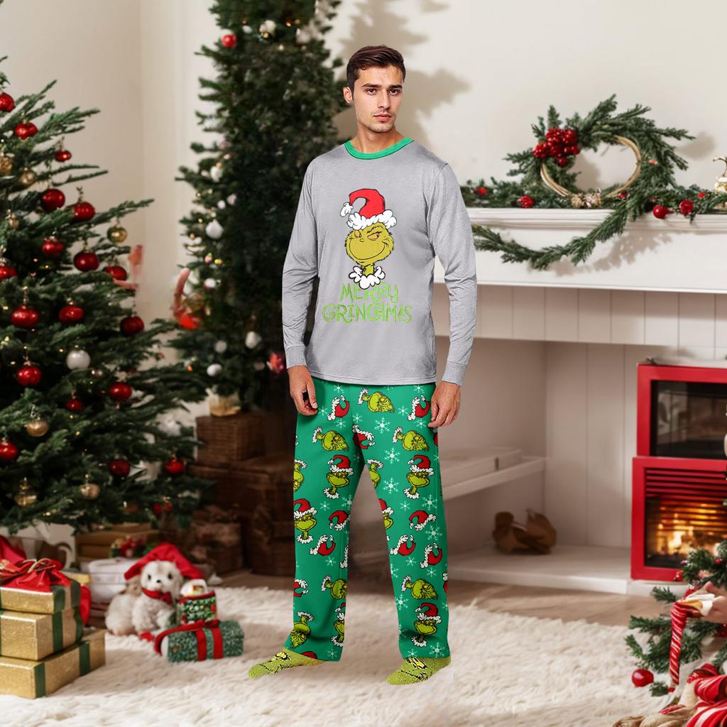 Parent-child Christmas Print Home Suit Long-sleeved Top And Pants