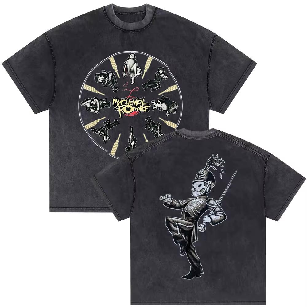 2026 Washed Vintage My Chemical Romance 2007 Tour T Shirt Men Women Parade Punk Emo Rock Band T-shirts Gothic Cotton Oversized T-shirts