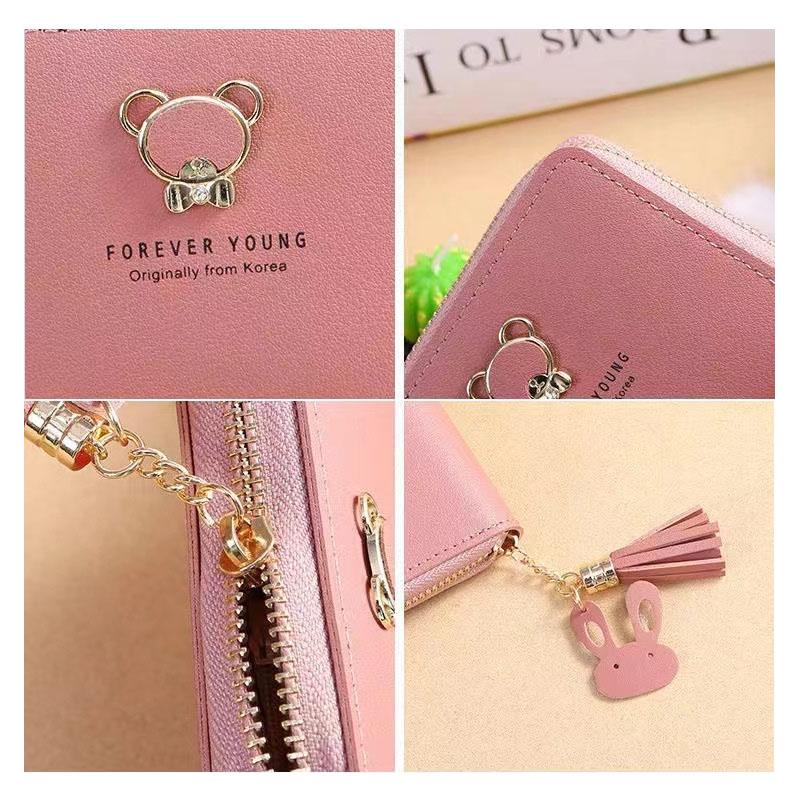 Cartera de cuero para mujer de moda clásica y moderna (3 ranuras para tarjetas, 2 ranuras para efectivo, 1 monedero) Bolso ligero y lujoso para mujer, ideal para estudiantes y niñas