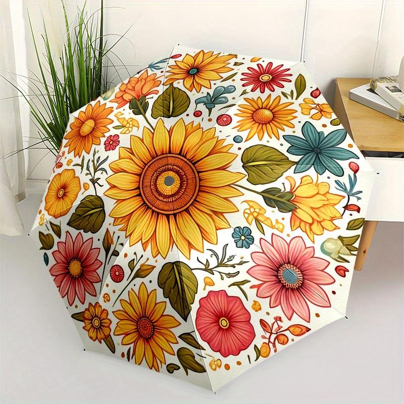 

1pc Sunflower Mandala Design Umbrella with Plastic Handle,Suitable for All Seasons Home Travel Outdoor UmbrellaB1620