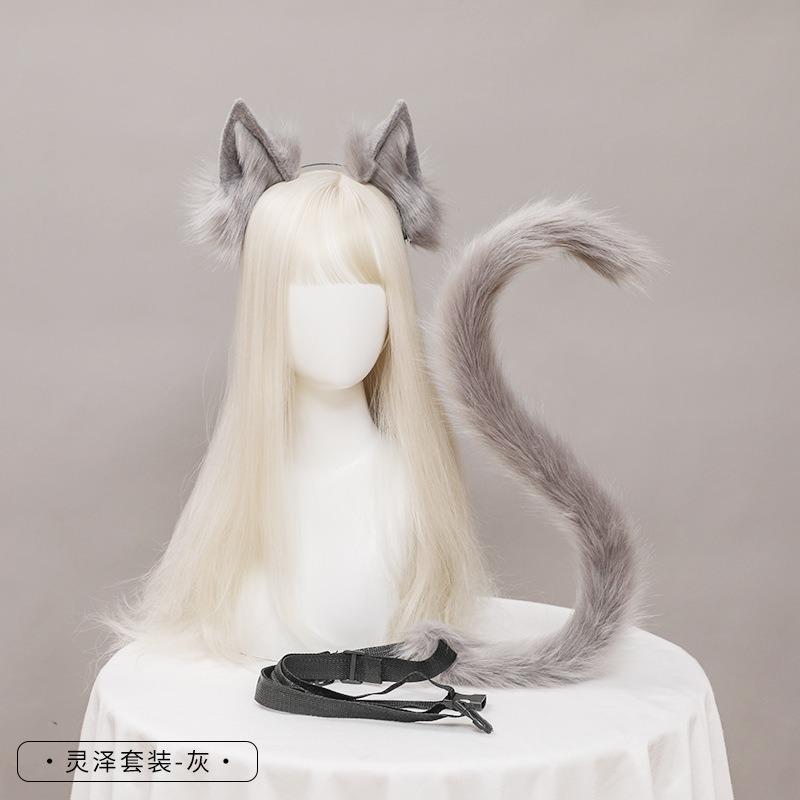 O ureche de pisică coadă de pisică bijuterii cosplay handmade imitație animal ureche bentiță coadă set de accesorii