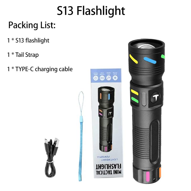 Powerful LED Flashlight Portable Zoomable Torch Waterproof Outdoor Hiking Emergency Fishing Camping Laser Flashlights