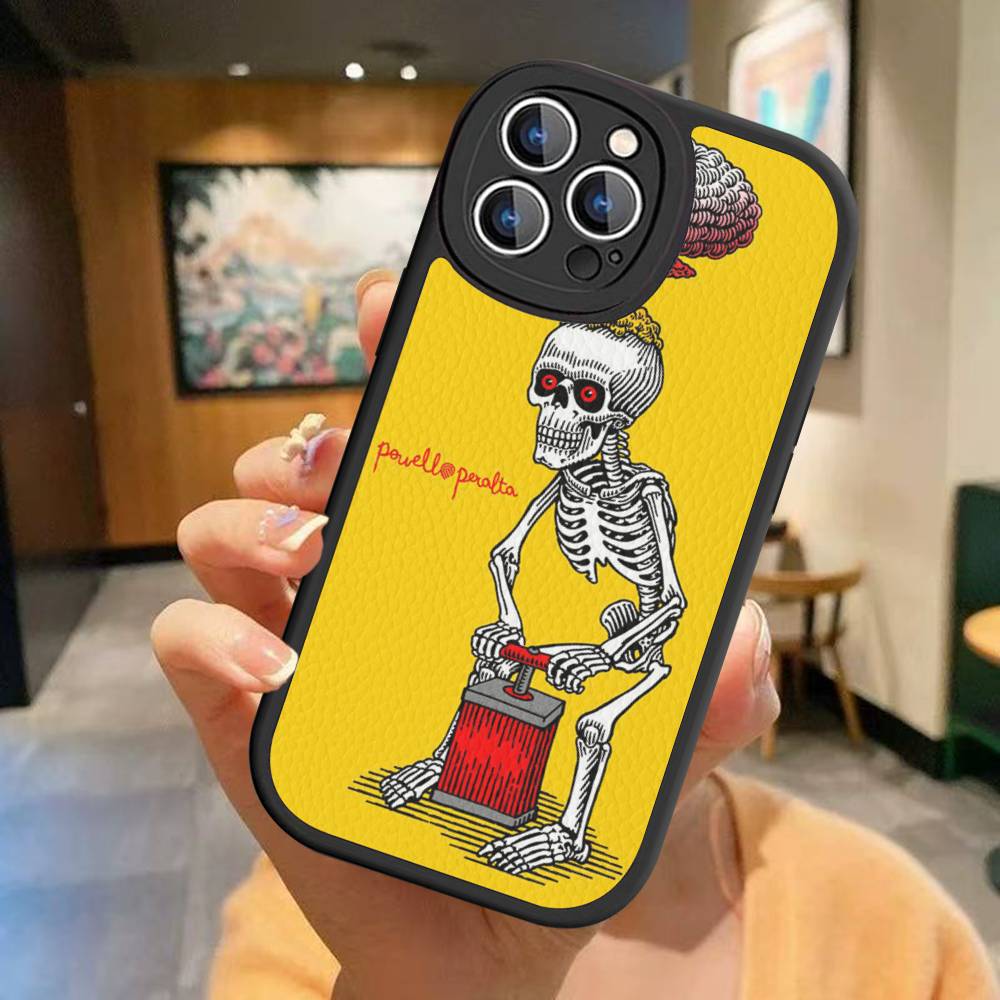 

Skateboard Brand P-Powell P-Peralta Leather Phone Case For Iphone 16 15 14 Plus 13 12 11 Pro Max Case iphone XR