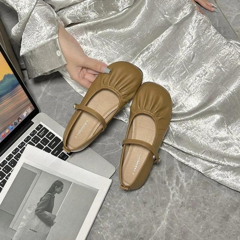 Comfortable and Elegant Round Toe Mary Jane Shoes for Women Summer 2025 Vacation Quick Delivery Trend 39 Solid Color Woman Flats