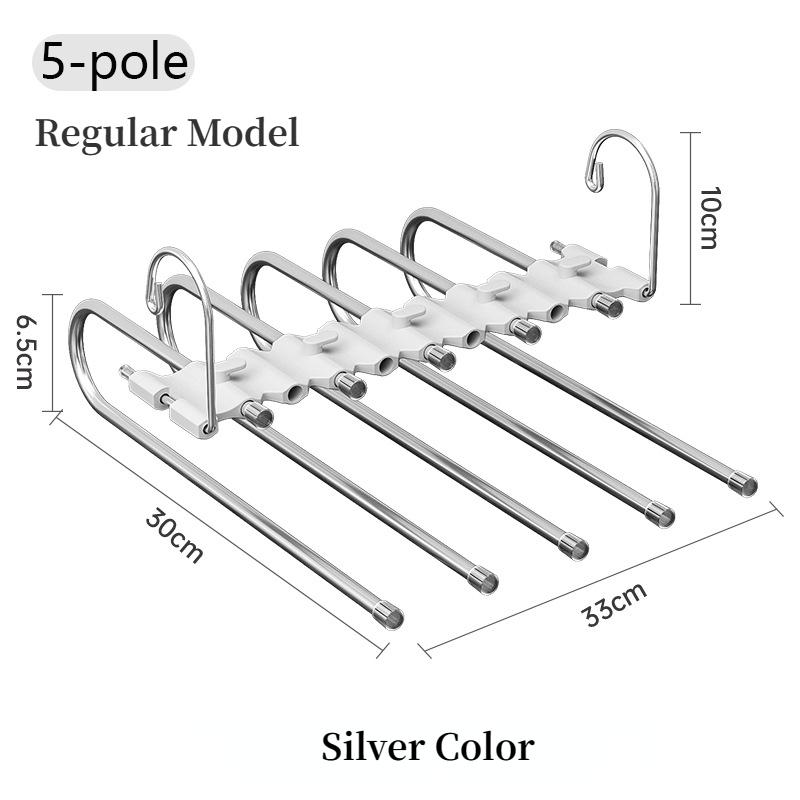 

Складная вешалка для брюк Magic 5/9 слоев, многоярусная вешалка из нержавеющей стали для хранения в шкафу, регулируемый органайзер для шкафа 1PCS