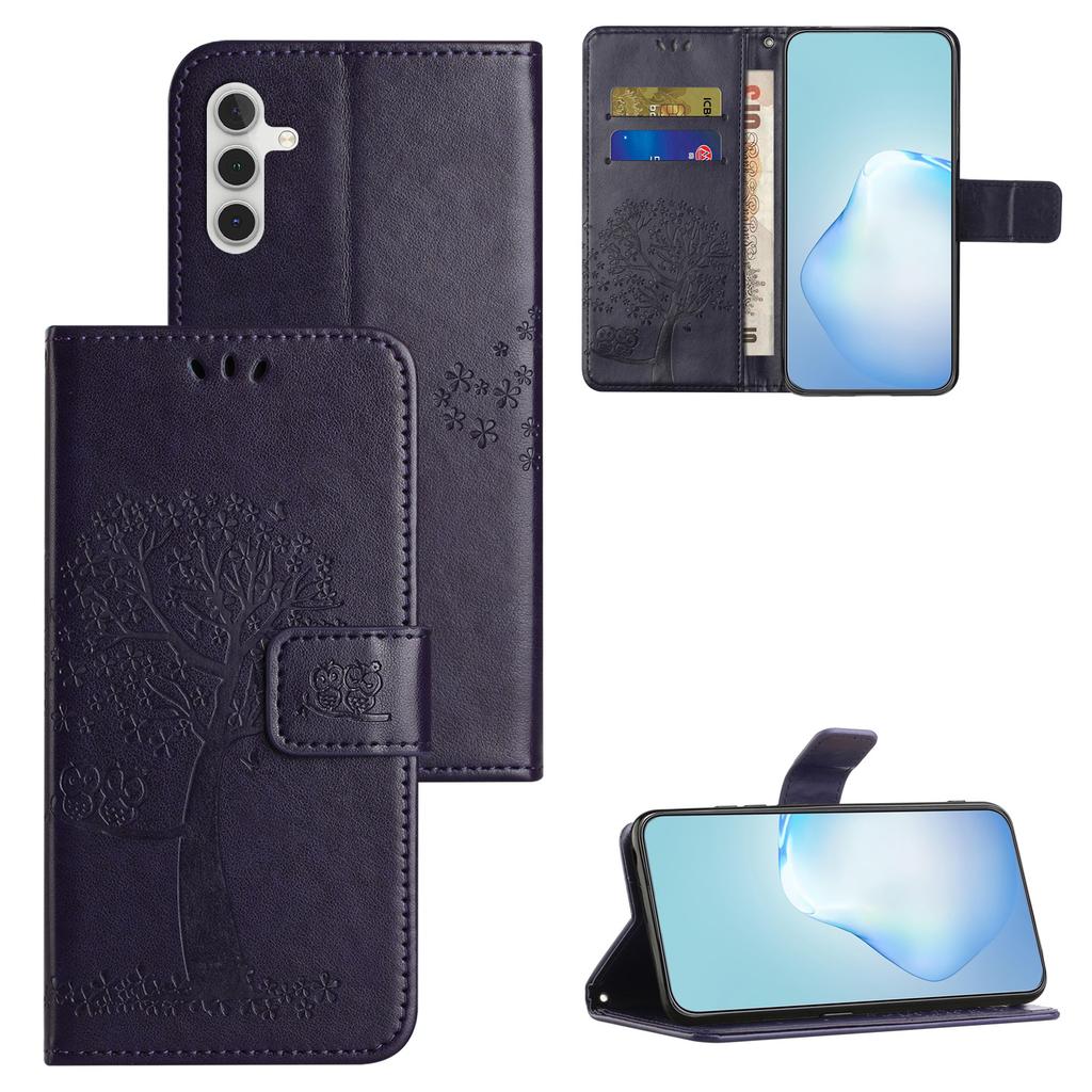 For Samsung Galaxy A37 5G/A36 5G Case PU Leather Owl Tree Imprinted Wallet Phone Cover