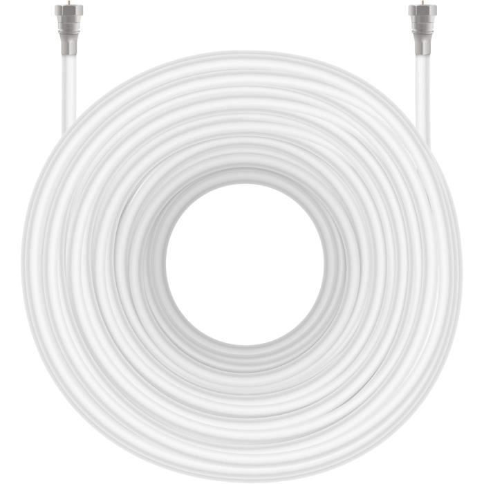 Câble Satellite - ARCAS - HDTV - 100 Mètres - Protection Contre Interférences - Gaine Plastique Blanche