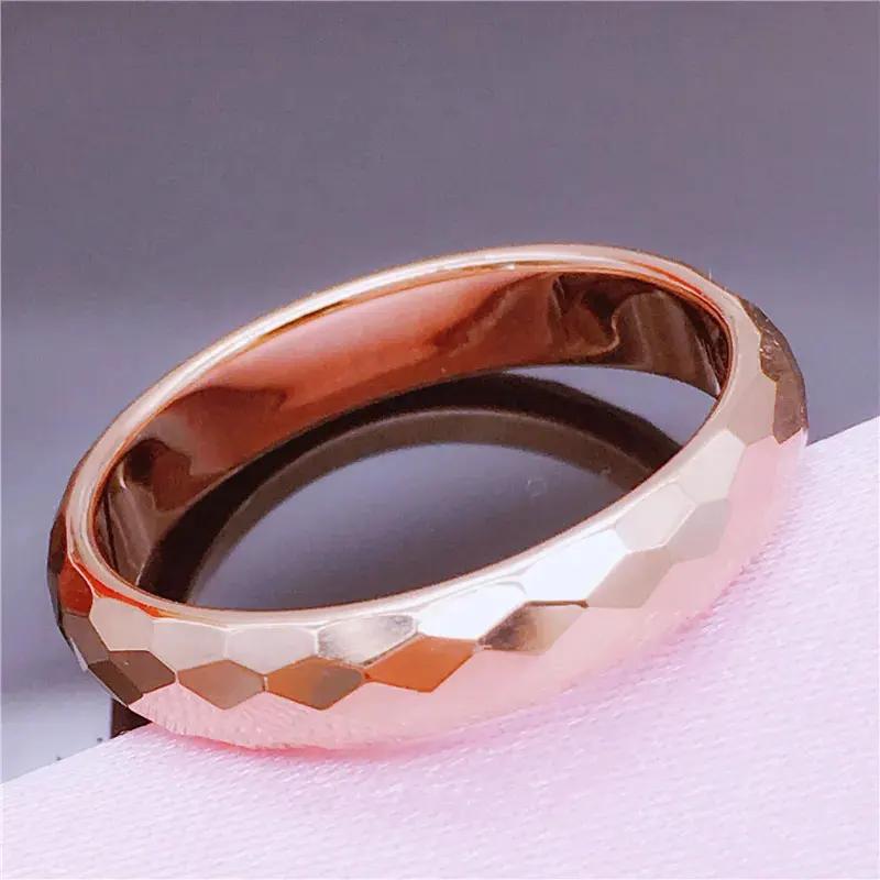 

Классическая текстура Геометрические граненые кольца для женщин Элегантность Легкая роскошь Розовое золото Простота Циркон Регулируемый resizable розы красного