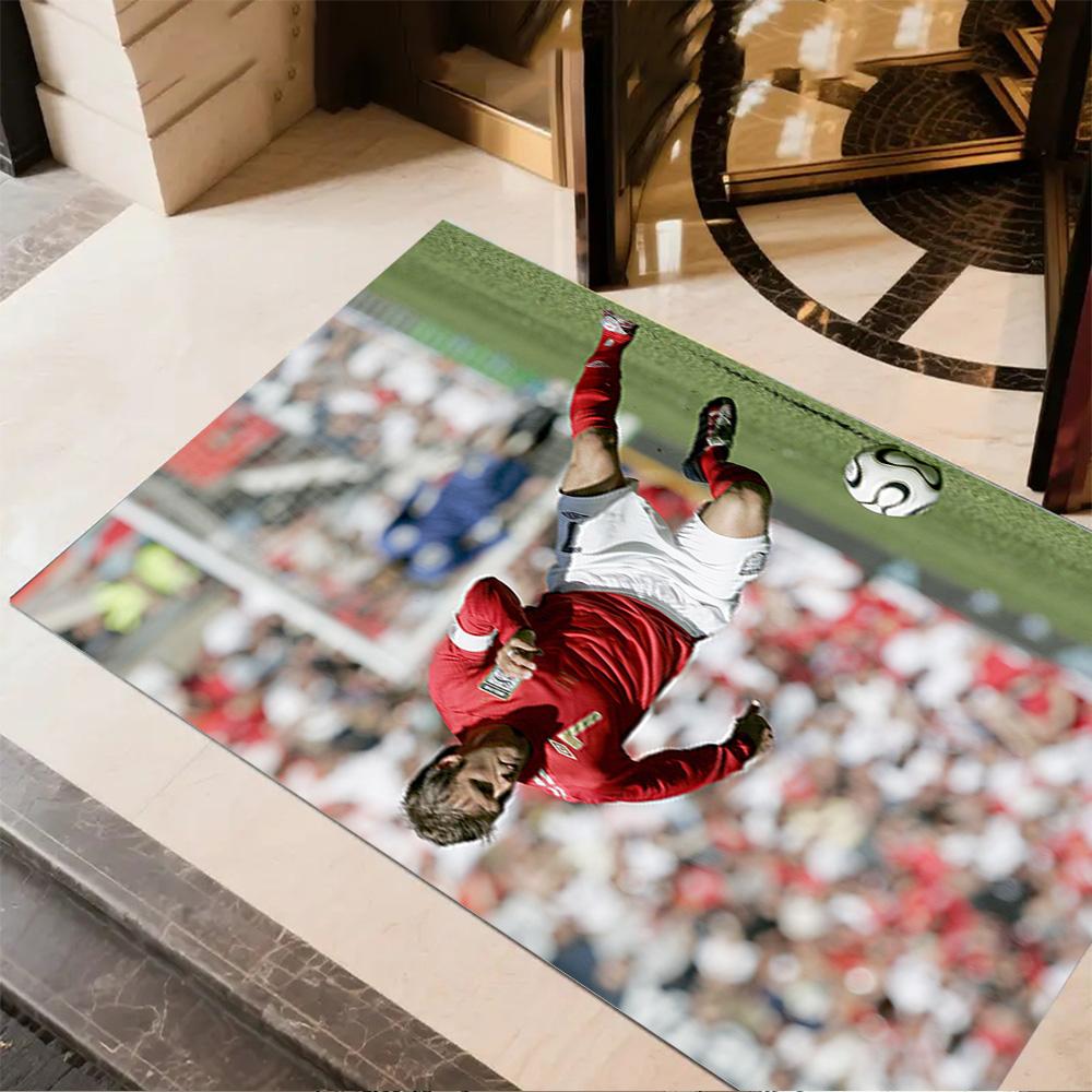 Football Player Action Floor Rug Office Rug Suitable for Entryway Outdoor Foyer Dining Room Anti-slip Rug Decorate Offices