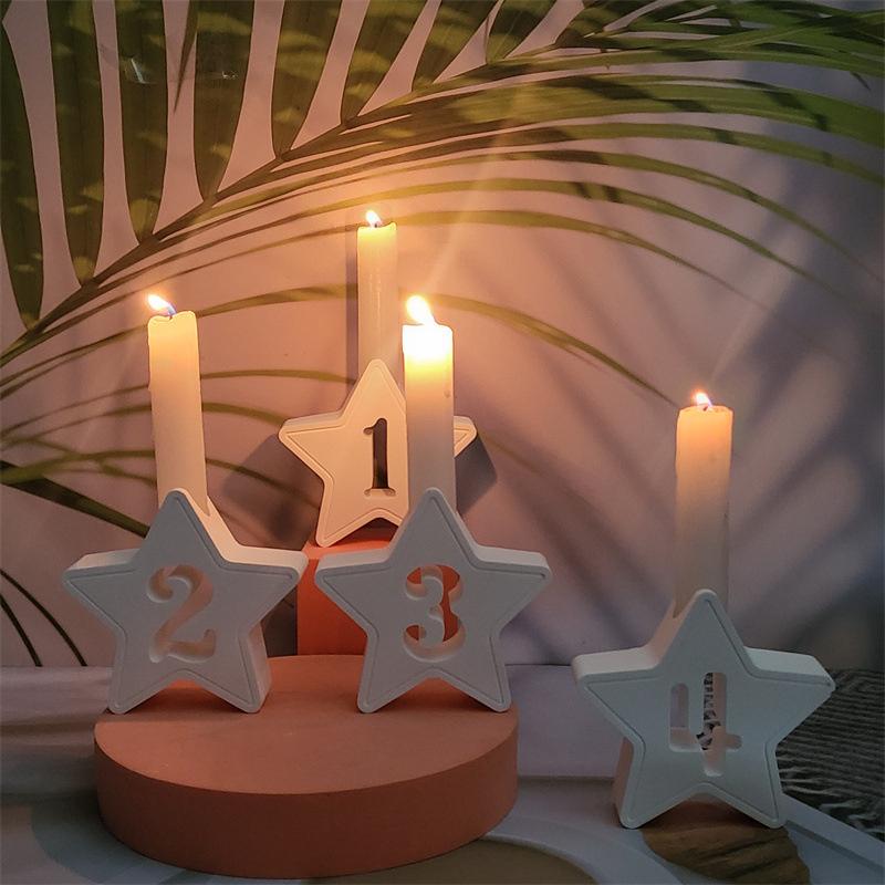 4 ks Svícen s hvězdnými čísly, forma na ozdoby, držák na svícen, sádrová forma pro kutily