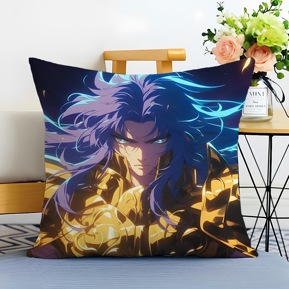 Heroic Mythological Warriors GGold Saint Cushion Cover Washable Linen Pillowcase Soft  for Sofa Bed Cozy Home Room Decor