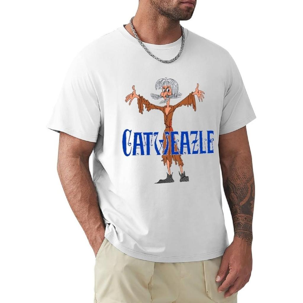 WANGJIA Catweazle Cartoon und Logo Koreanisches Herren Weißes T-Shirt Unisex Tee Kleidung