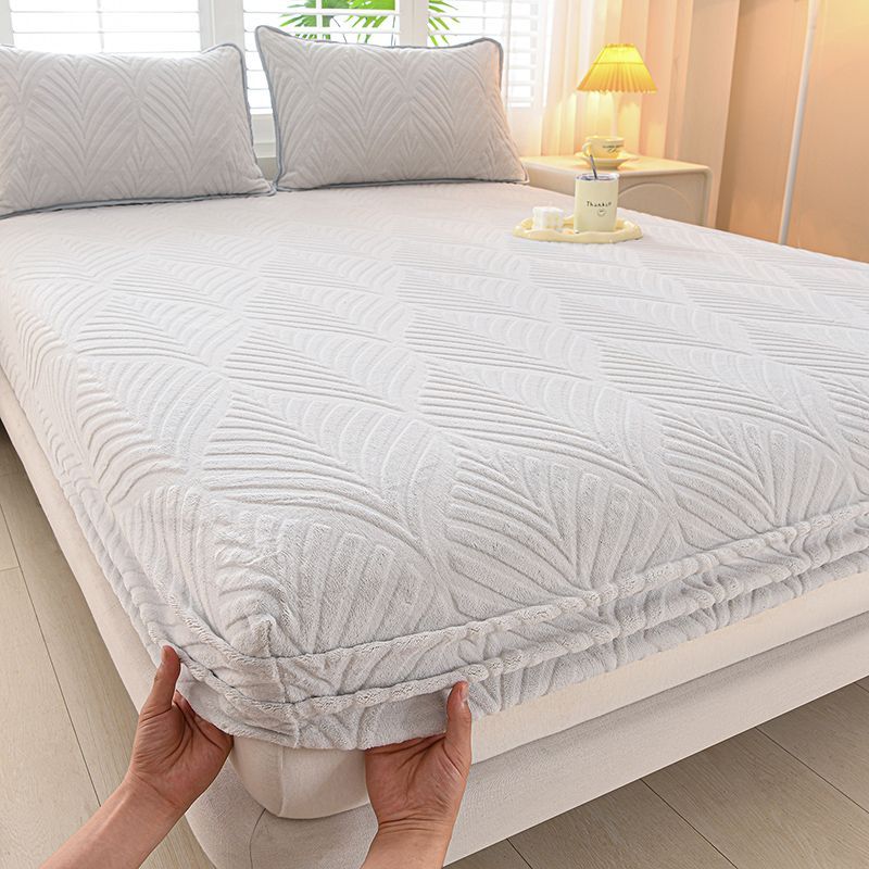 Warm Fleece Elastic Fitted Bed Sheet Thermal Winter Sheets Mattress Topper Protector Cover for Single Couple Double Bedsheet