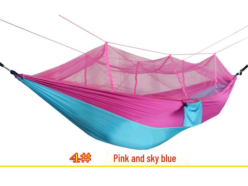 Outdoor Anti-Rollover Nylon Hammock with Mosquito Net - Single/Double Lightweight Parachute Cloth