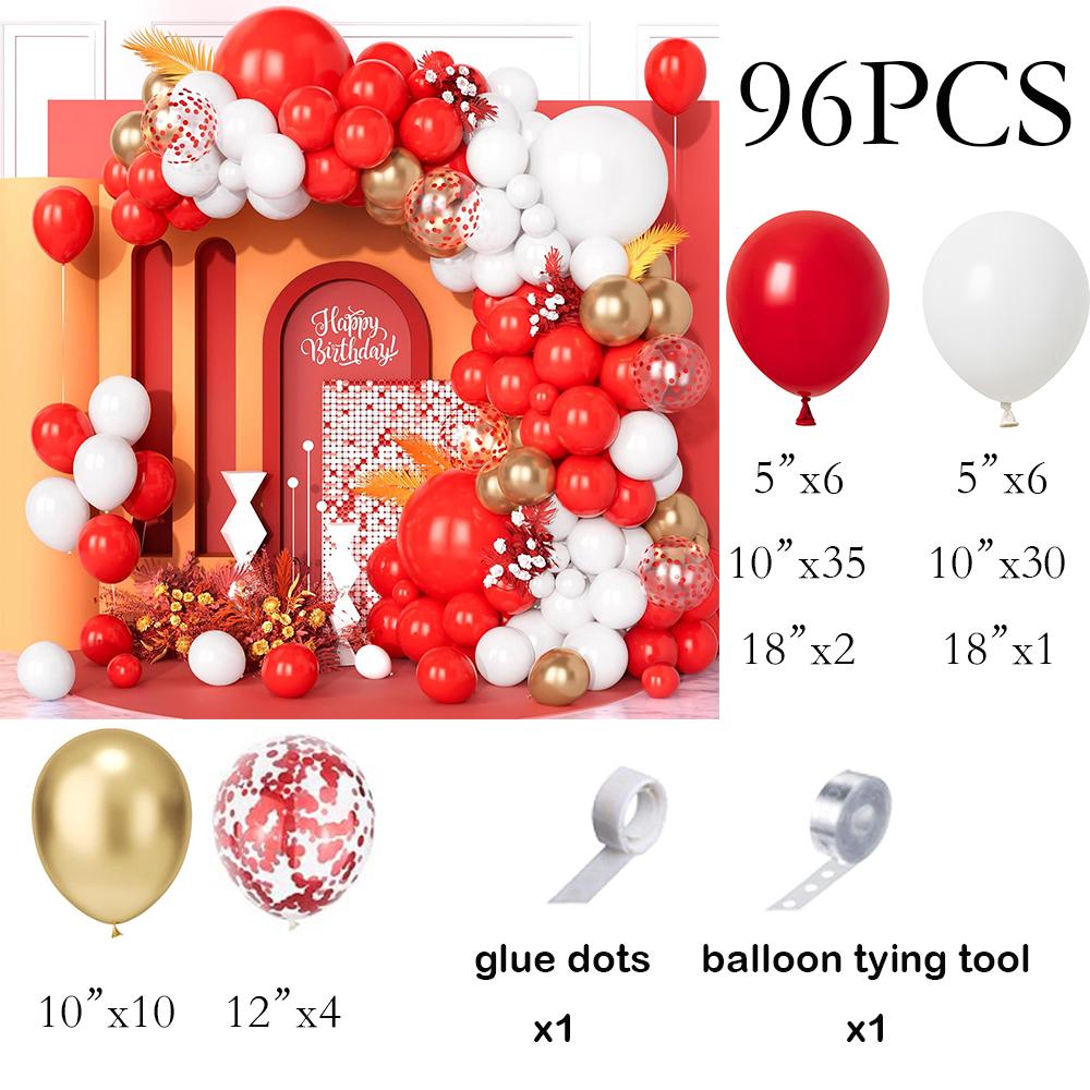 

Red Balloons Garland White Gold Red Confetti Balloon Arch Kit Christmas Birthday Party Home Party Wedding Anniversary Decoration AS Picture