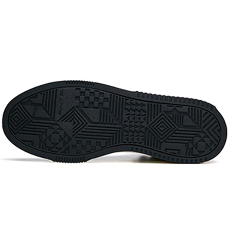 Anta Leather Fleece Lined Slip Resistant Abrasion Resistant High Top Skateboard Shoes Men's Black White 912148911-2