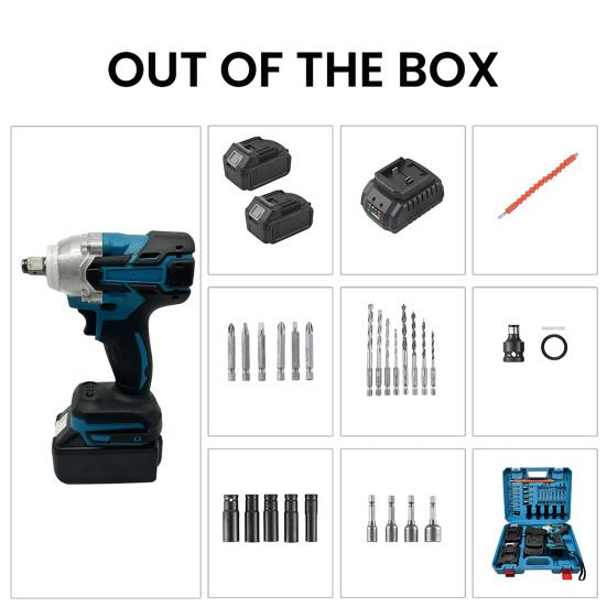 Elektrický rázový utahovák Akumulátorový 3v1 Bezkomutátorový Rychlonabíječka 406 ft-lbs Točivý moment Automobilová údržba Rázový utahovák