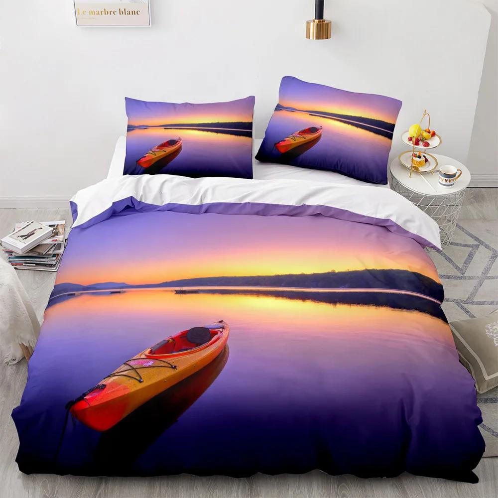 Vintage Sailboat Duvet Cover Nautical Ocean For Children Teen Adult Ship Fire Black Retro Style Polyester Quilt Cover Room Decor