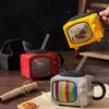 Retro Television Ceramic Mug with Lid & Straw 450ml Creative Nostalgic Design Coffee Cup Leak-Proof & Heat Resistant Drinking Cup Novelty Gift Home