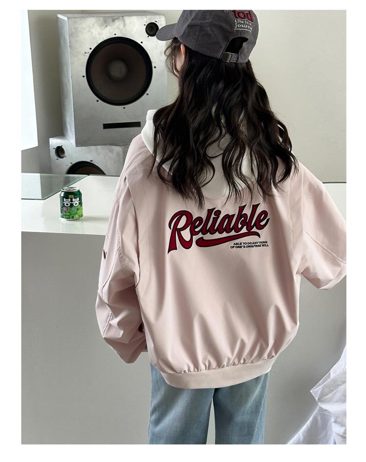 Girls' Spring/Autumn Baseball Jacket 2026 - Stylish, Loose Fit Sportswear for Big Kids