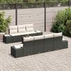 Garden Sofa Set with Cushions 8 pcs Black and Cream Poly Rattan