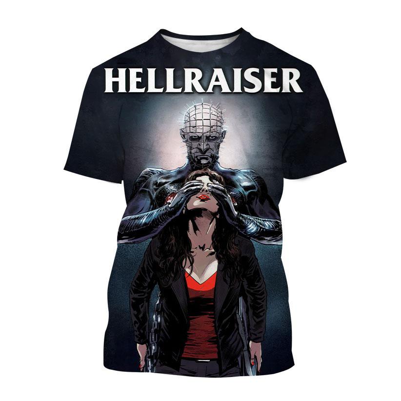 Zomer Hellraiser Horrorfilm 3D Print T-shirts Streetwear Mannen Casual Oversized Ronde Hals Korte Mouw T-shirt T-shirts Tops Kleding