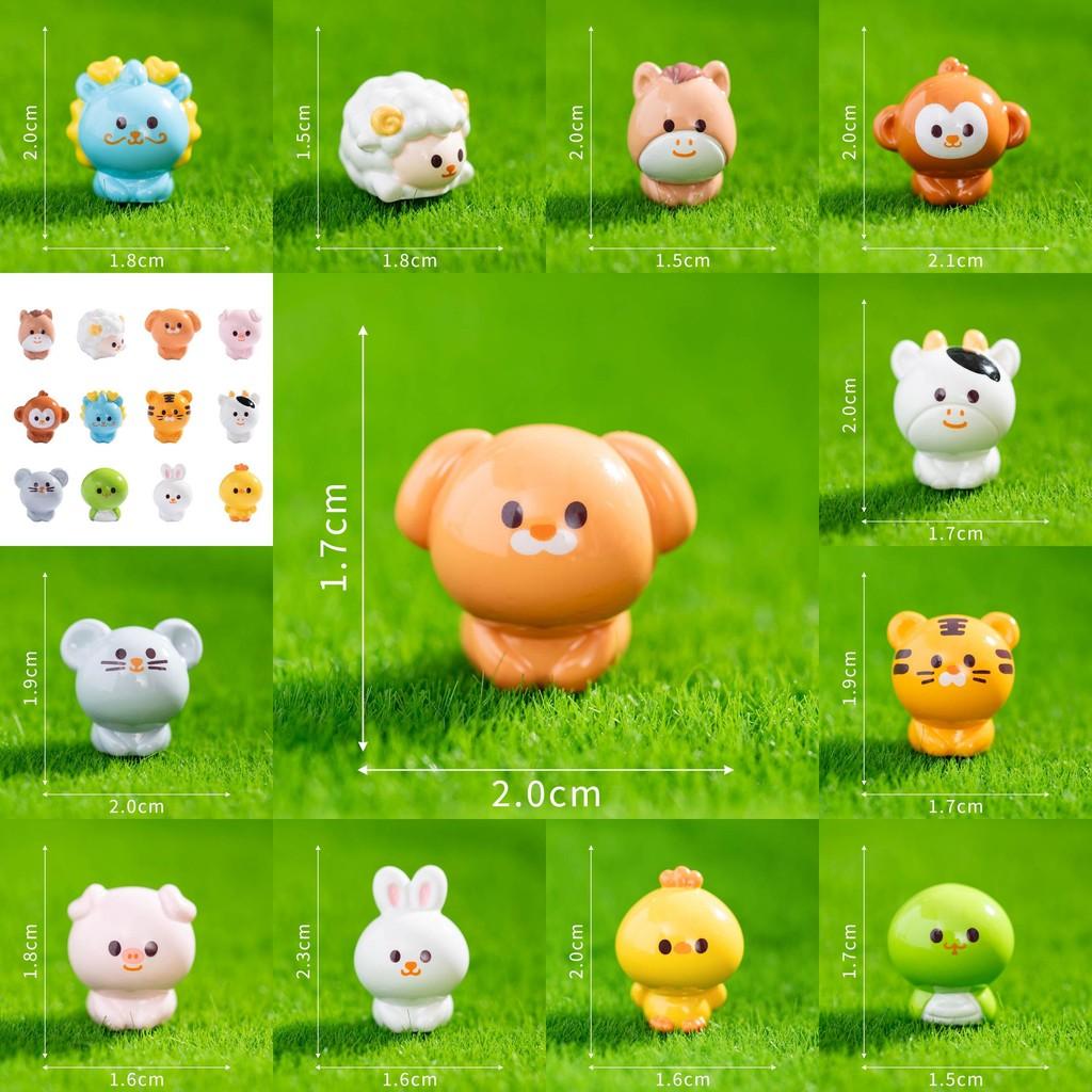 Animal Zodiac Resin Ornament With Cartoon Snake Rabbit Tiger For Desk Decor