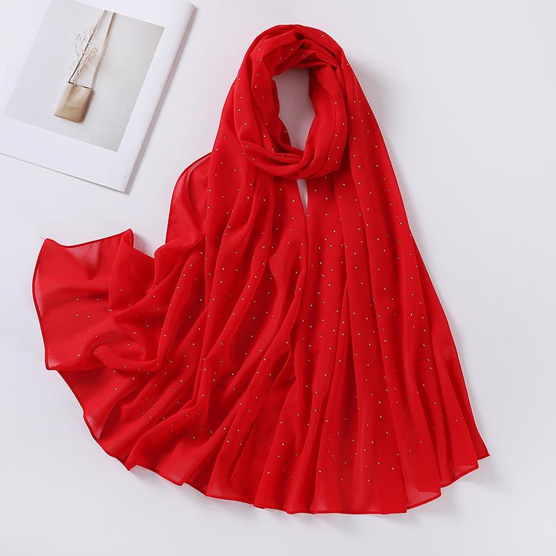 Imitation Pearls Rhinestones Scarves Shawls Women Long Scarf Neckerchief Tudung Bawal Veil Turban Bandana Muslim Hijab Headscarf