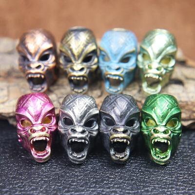 Małpy czaszka głowa nóż mosiężny koraliki Paracord tkana smycz wisiorek swastyka buddyjski Symbol bransoletka zrób to sam zroszony akcesoria Charms