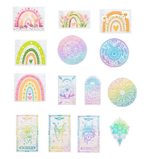 Regenbogen Sonnenfänger Fensteraufkleber Bunte Prismatische Blumen Kollisionsschutz Fensteraufkleber Wiederverwendbar Statisch Glastür