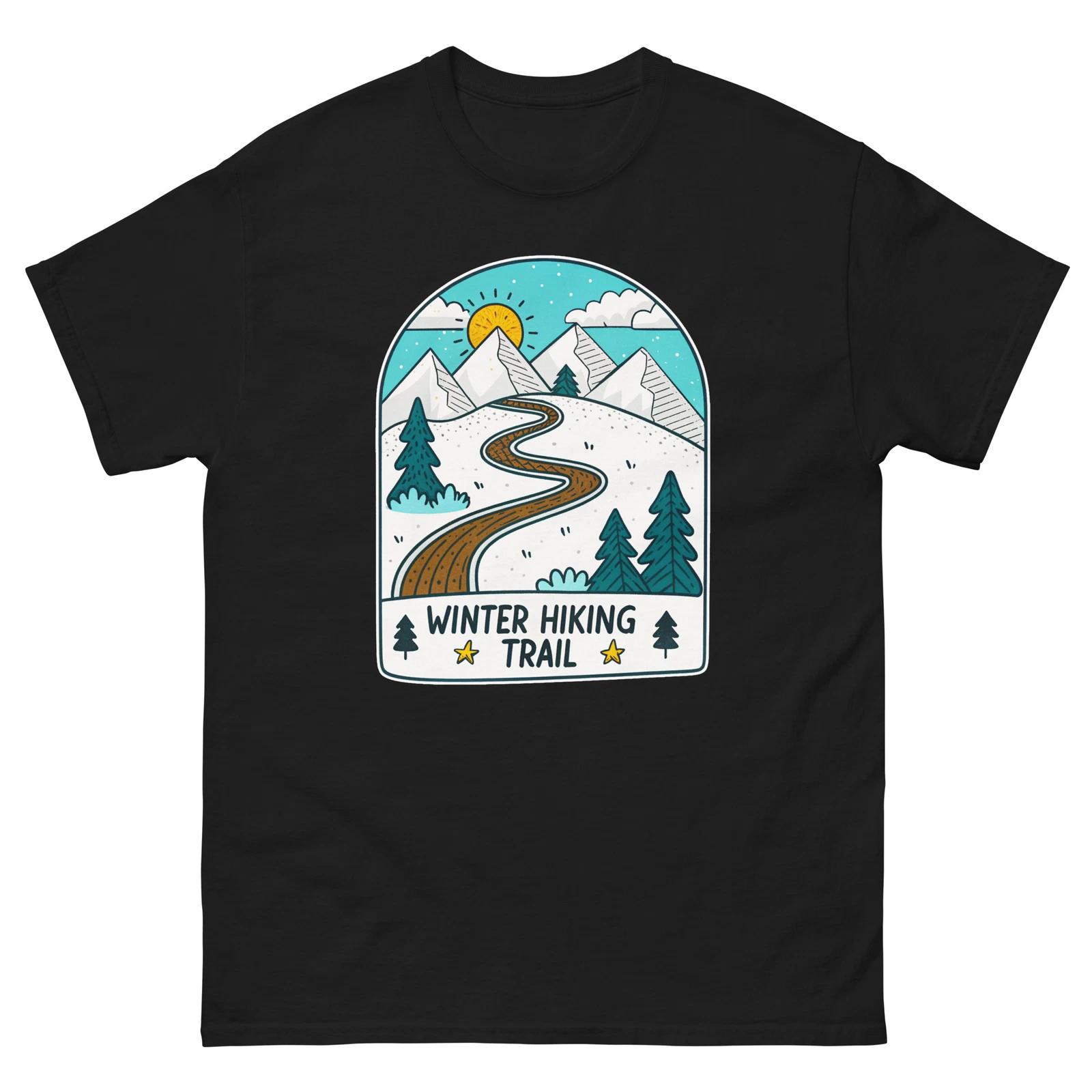 Winter Hiking Trail Mountain Ski Resort Town T-Shirt L