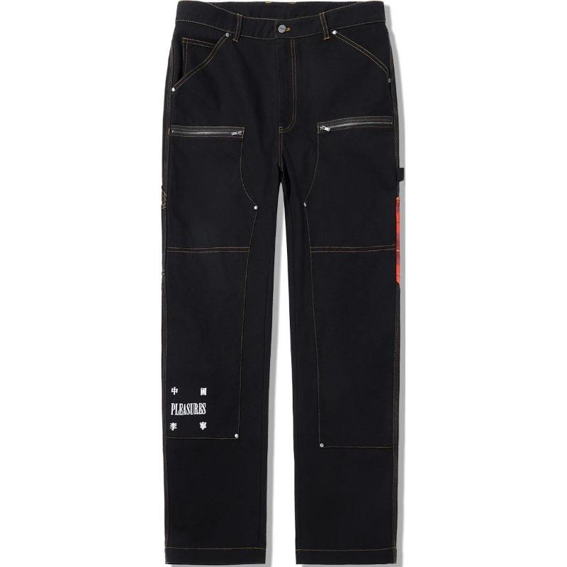 Li Ning X Pleasures Collaboration Letter Mid-Rise Comfortable Breathable Loose Straight Leg Casual Pants Men Bottoms Black AKXU637-2