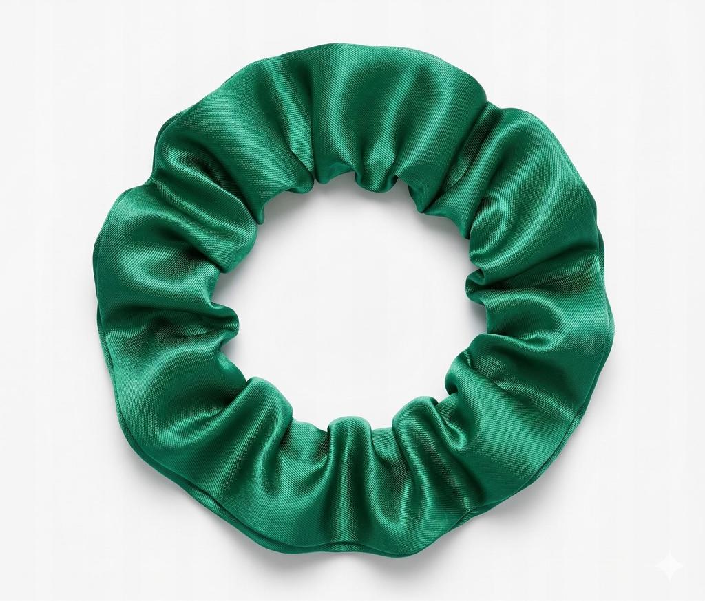 Jedwabna gumka do włosów scrunchie mulberry 6A zielona S premium 2cm