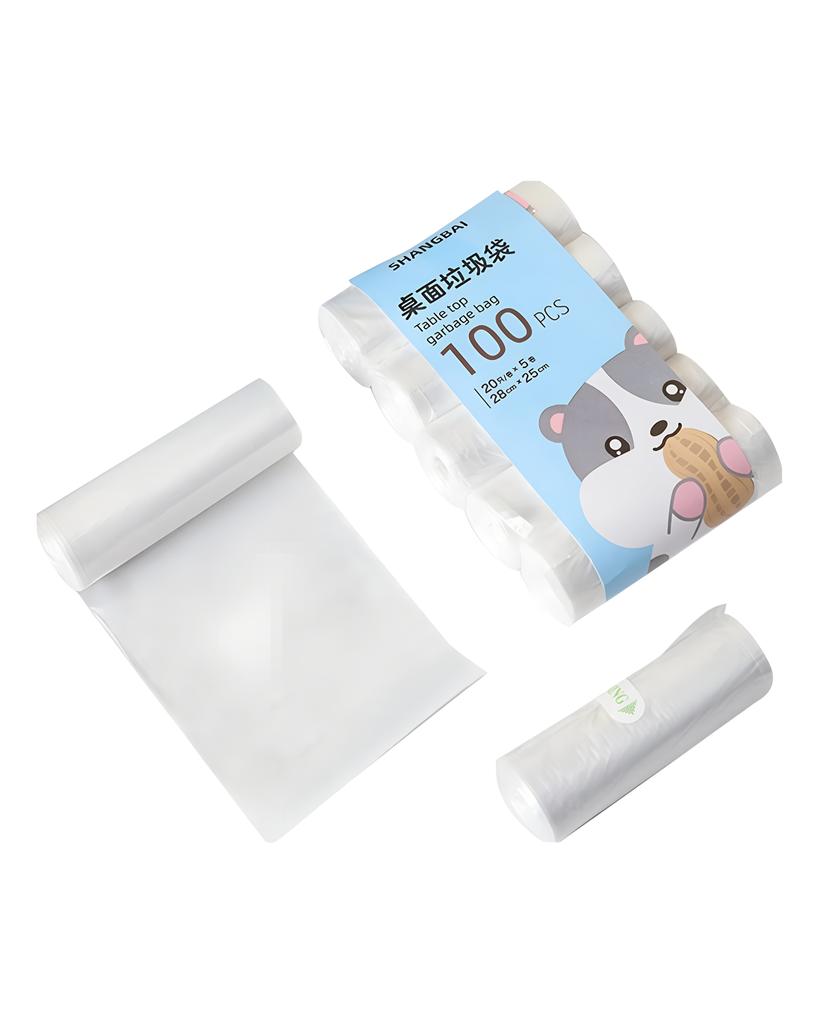 5 rolek 100 szt. Mini worek na śmieci do użytku domowego, pogrubiony, mały, biurkowy, na śmieci