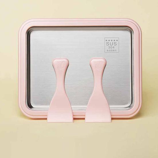 Fried Ice Machine Stainless Steel Large Freezing Tray with 2 Non-Stick Scrapers Fried Yogurt Maker