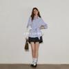 Design striped strap shirt women's spring and summer new temperament versatile long-sleeved top