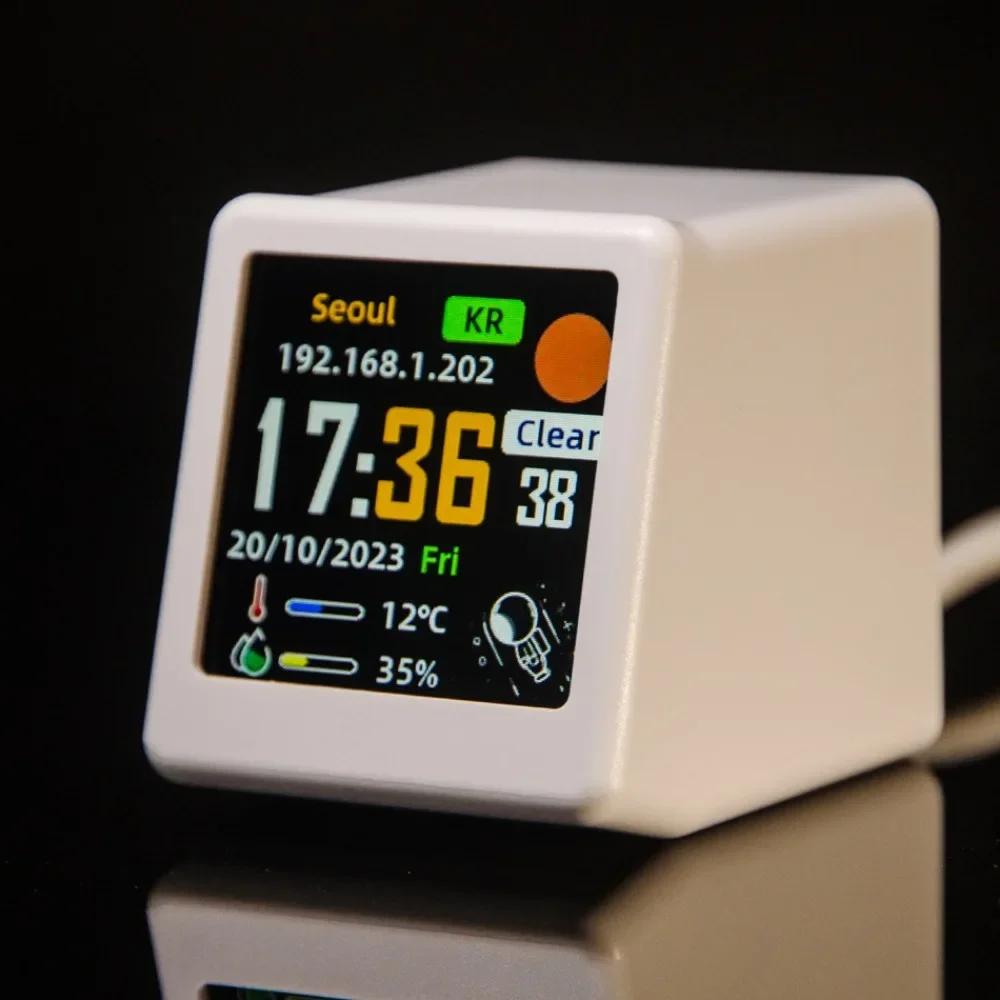 Small Portable Smart Wifi Weather Station Display Weather Temperature Humidity Time Alarm Clock Desktop Decoration Home Decor